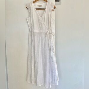 LOFT White Sleeveless Wrap Midi Dress with Side Tie. Size small.
